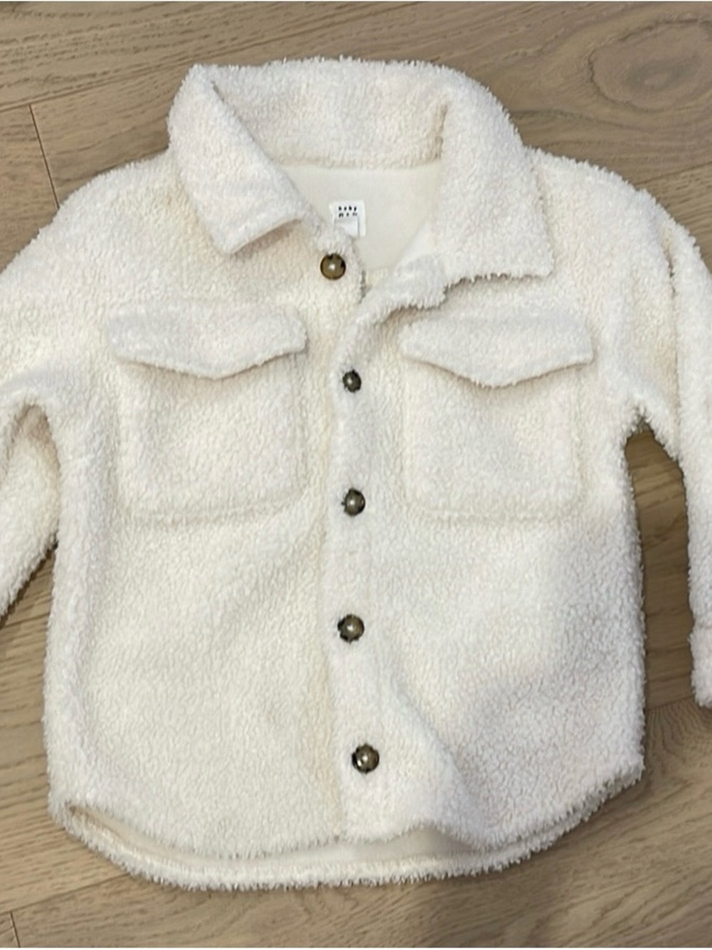 Baby Kids - Size 4 - Kids Cream Sherpa Button-Up Shacket